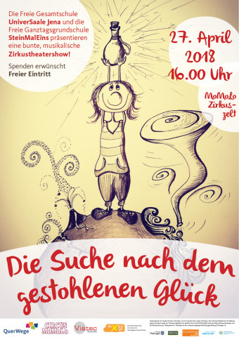 Plakat für die Zirkustheatersho "Die Suche nach dem gestohlenen Glück"