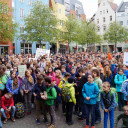 Protest der Freien Schulen gegen Gesetzesentwurf derThüringer Landesregierung 2015 auf dem Jenaer Marktplatz.